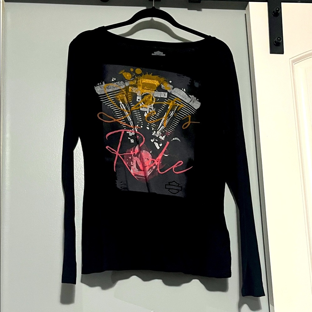 Harley Davidson Black Long Sleeve Graphic Tee